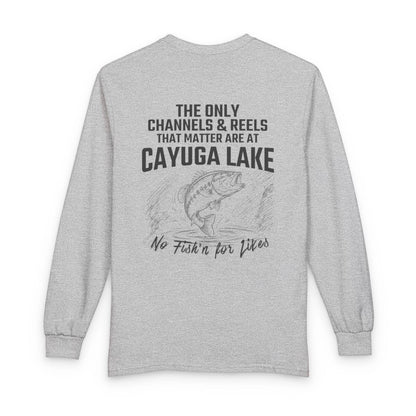 New  York  Cayuga  Lake  Long  Sleeve  Fishing  T-shirt  back  position  view  from  back  sport  grey.webp