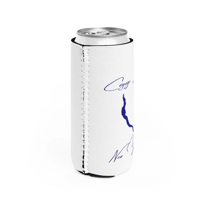 New  York  Cayuga  Lake  Slim  Can  Koozie  all  position  view  from  right  white.webp