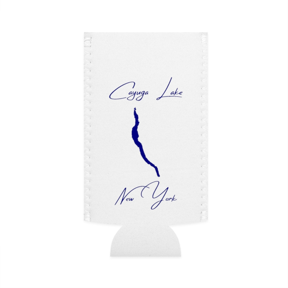 New  York  Cayuga  Lake  Slim  Can  Koozie  front  position  view  from  flat-front  white.webp