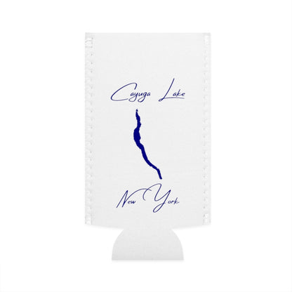 New  York  Cayuga  Lake  Slim  Can  Koozie  front  position  view  from  flat-front  white.webp