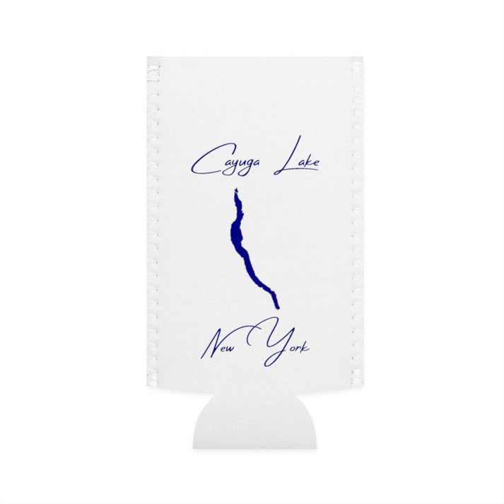 New  York  Cayuga  Lake  Slim  Can  Koozie  front  position  view  from  flat-front  white.webp
