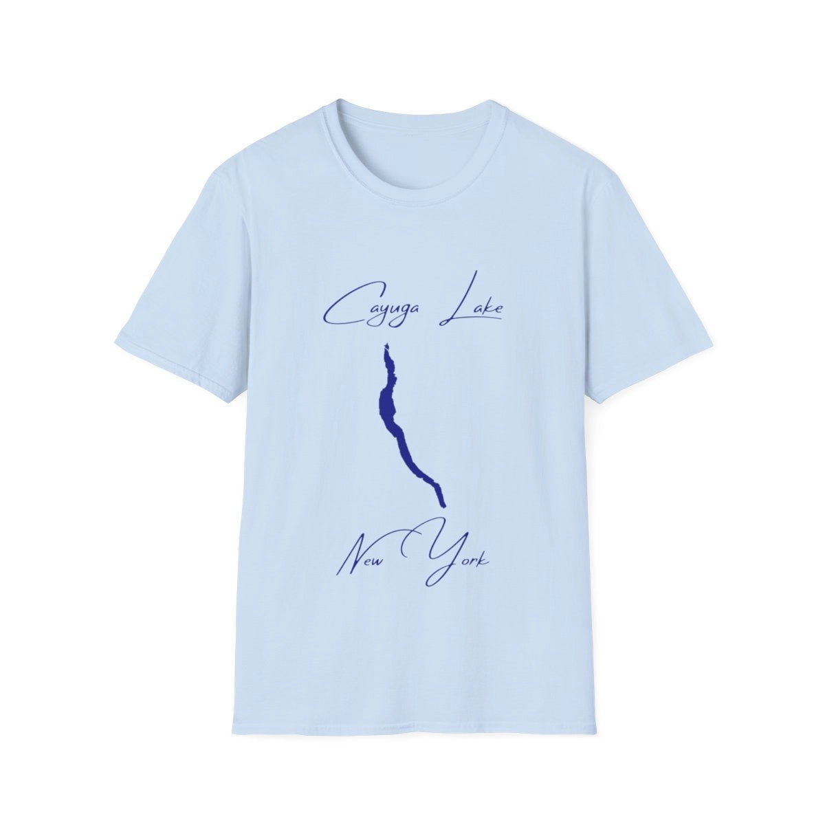 New  York  Cayuga  Lake  T-shirt  front  position  view  from  front  light  blue.webp