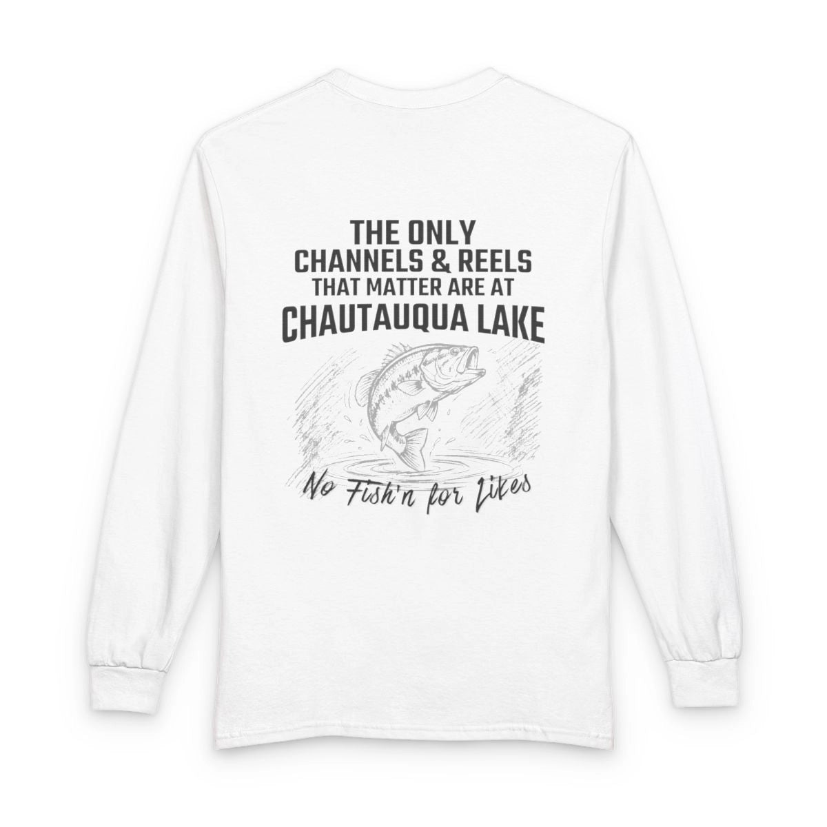 New  York  Chautauqua  Lake  Long  Sleeve  Fishing  T-shirt  back  position  view  from  back  white.webp