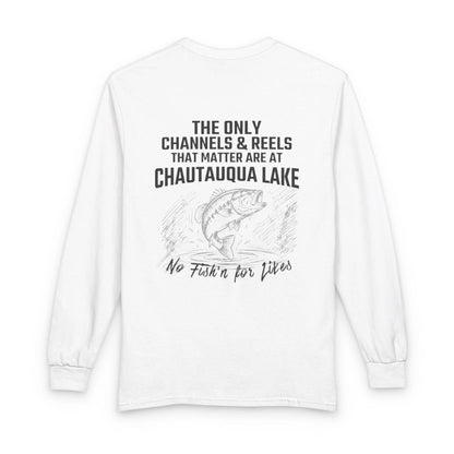 New  York  Chautauqua  Lake  Long  Sleeve  Fishing  T-shirt  back  position  view  from  back  white.webp