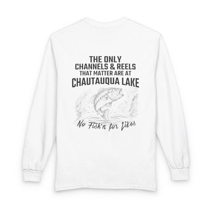 New  York  Chautauqua  Lake  Long  Sleeve  Fishing  T-shirt  back  position  view  from  back  white.webp