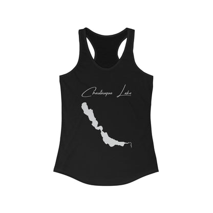 New  York  Chautauqua  Lake  Racerback-Tank  front  position  view  from  front  solid  black.webp