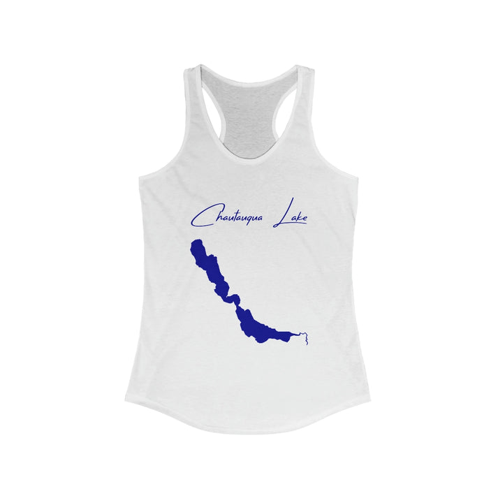 New  York  Chautauqua  Lake  Racerback-Tank  front  position  view  from  front  solid  white.webp