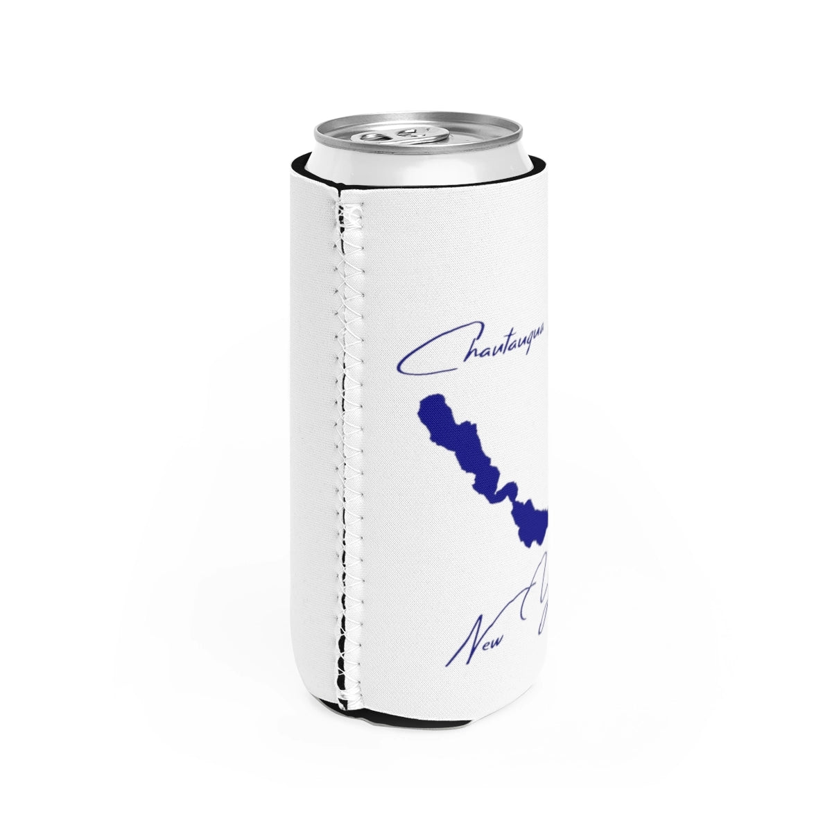 New  York  Chautauqua  Lake  Slim  Can  Koozie  all  position  view  from  right  white.webp