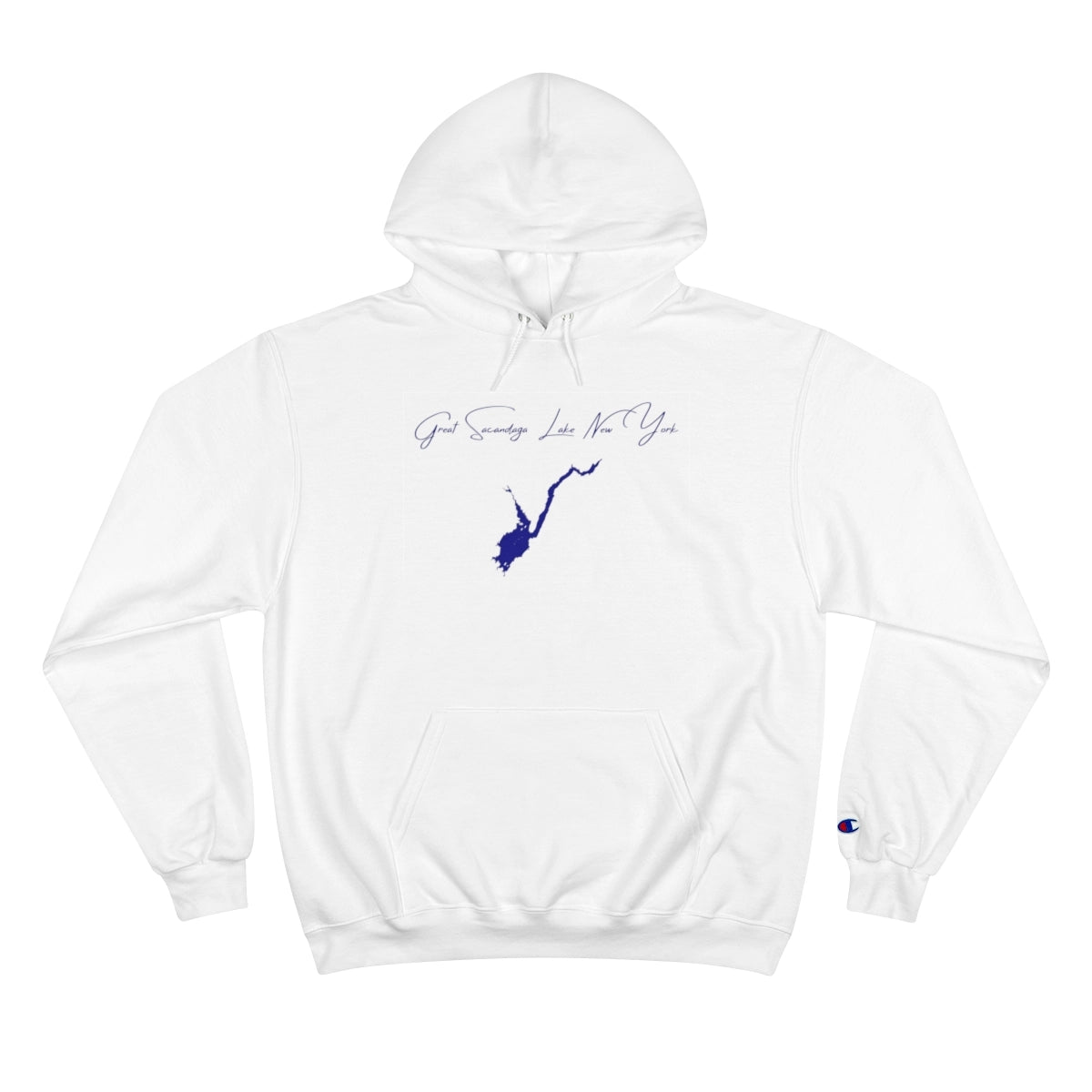 New  York  Great  Sacandaga  Lake  Hoodie  front  position  view  from  front  white.webp