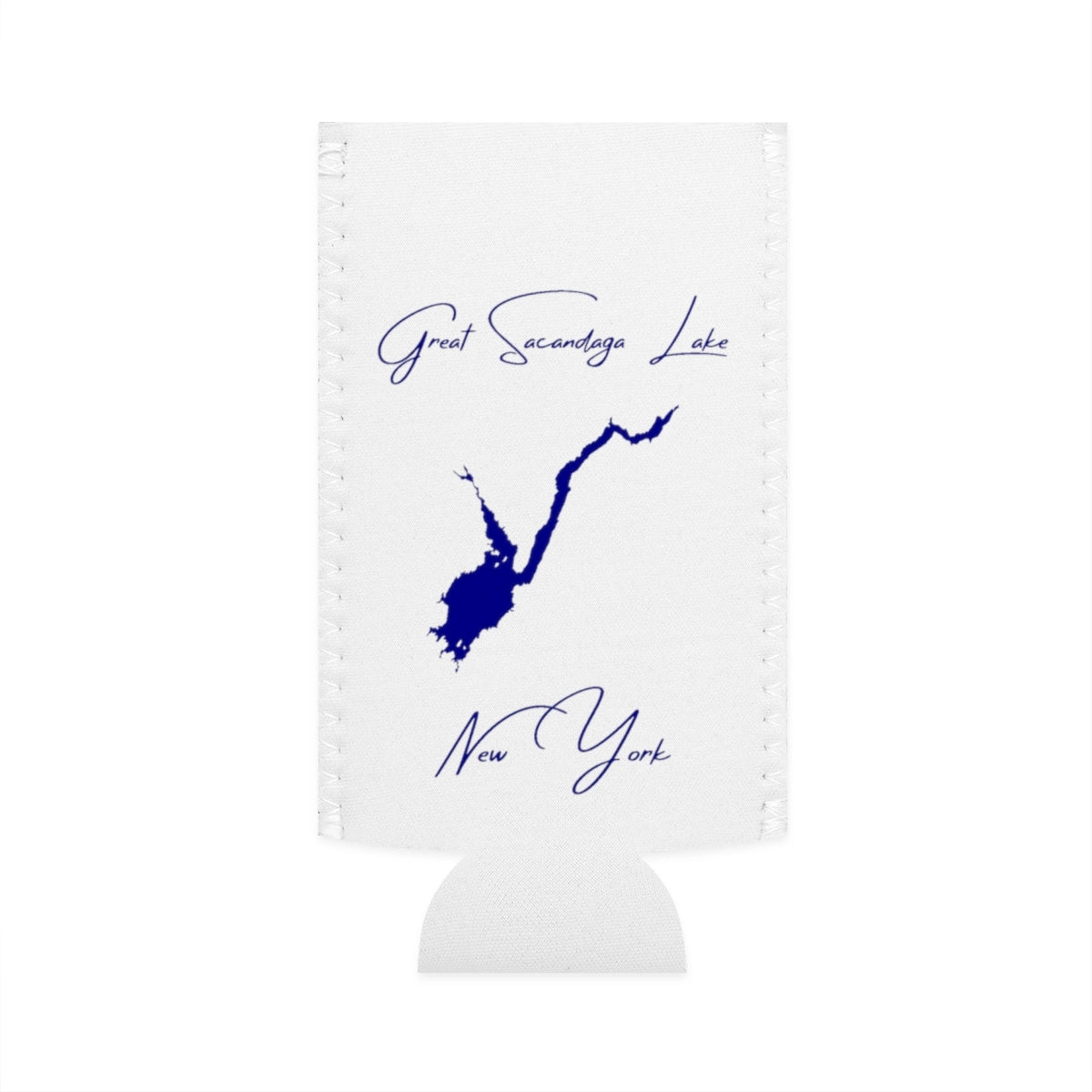 New  York  Great  Sacandaga  Lake  Slim  Can  Koozie  front  position  view  from  flat-front  white.webp