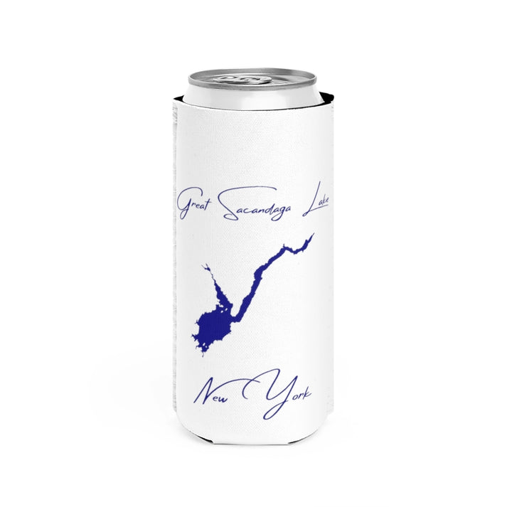 New  York  Great  Sacandaga  Lake  Slim  Can  Koozie  front  position  view  from  front  white.webp