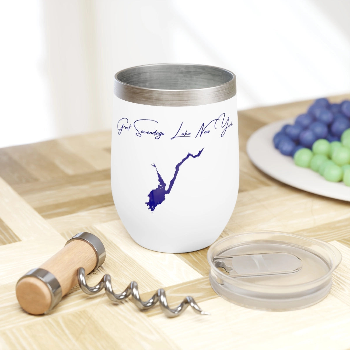 New  York  Great  Sacandaga  Lake  Wine  Tumbler  other  position  view  from  context  white.webp
