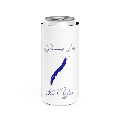 New  York  Greenwood  Lake  Slim  Can  Koozie  front  position  view  from  front  white.webp
