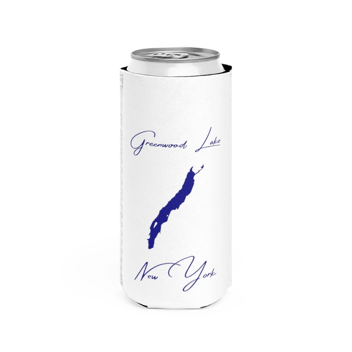 New  York  Greenwood  Lake  Slim  Can  Koozie  front  position  view  from  front  white.webp