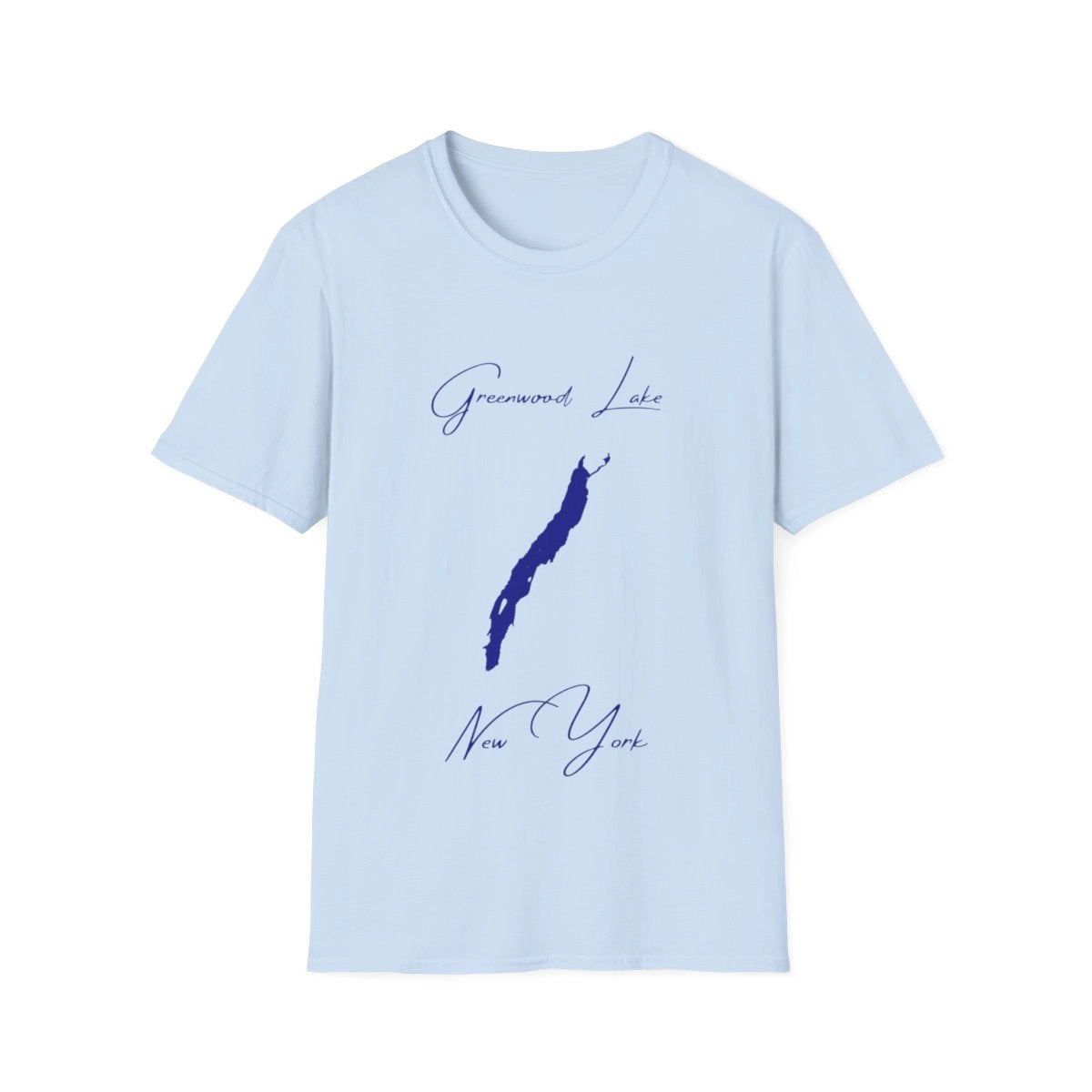 New  York  Greenwood  Lake  T-shirt  front  position  view  from  front  light  blue.webp