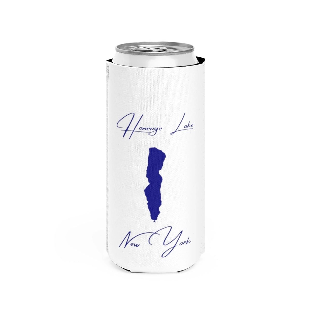 New  York  Honeoye  Lake  Slim  Can  Koozie  front  position  view  from  front  white.webp