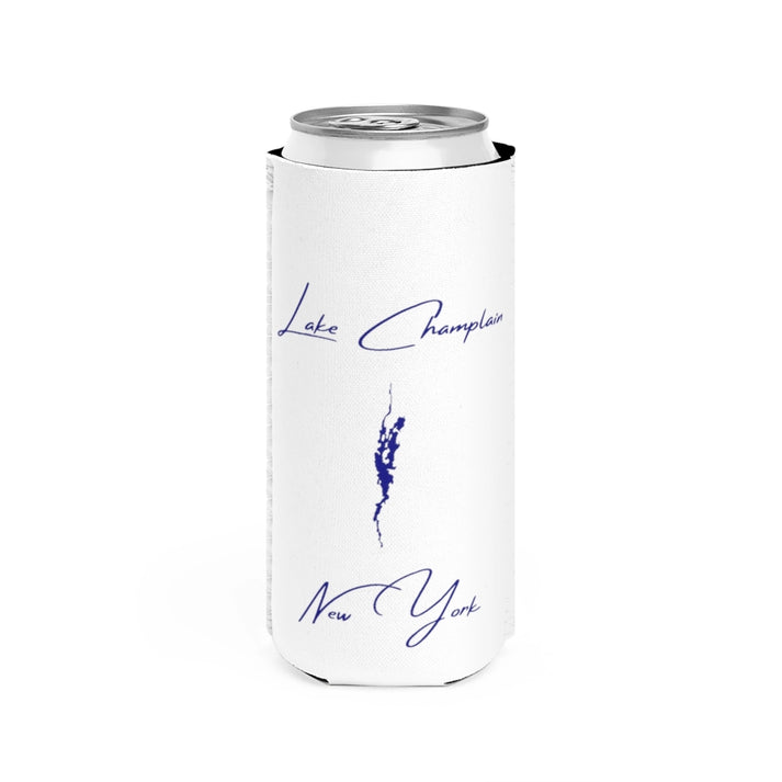 New  York  Lake  Champlain  Slim  Can  Koozie  front  position  view  from  front  white.webp