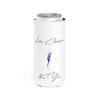 New  York  Lake  Champlain  Slim  Can  Koozie  front  position  view  from  front  white.webp
