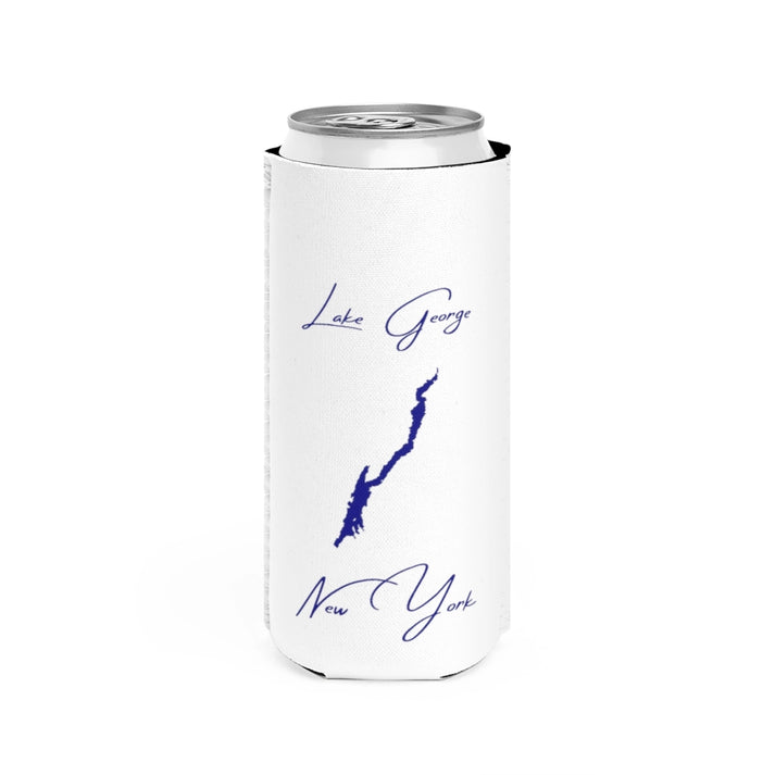 New  York  Lake  George  Slim  Can  Koozie  front  position  view  from  front  white.webp