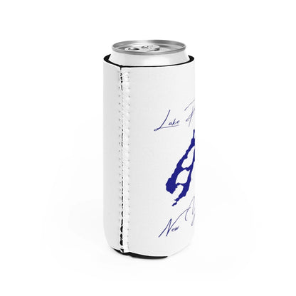 New  York  Lake  Placid  Slim  Can  Koozie  all  position  view  from  right  white.webp