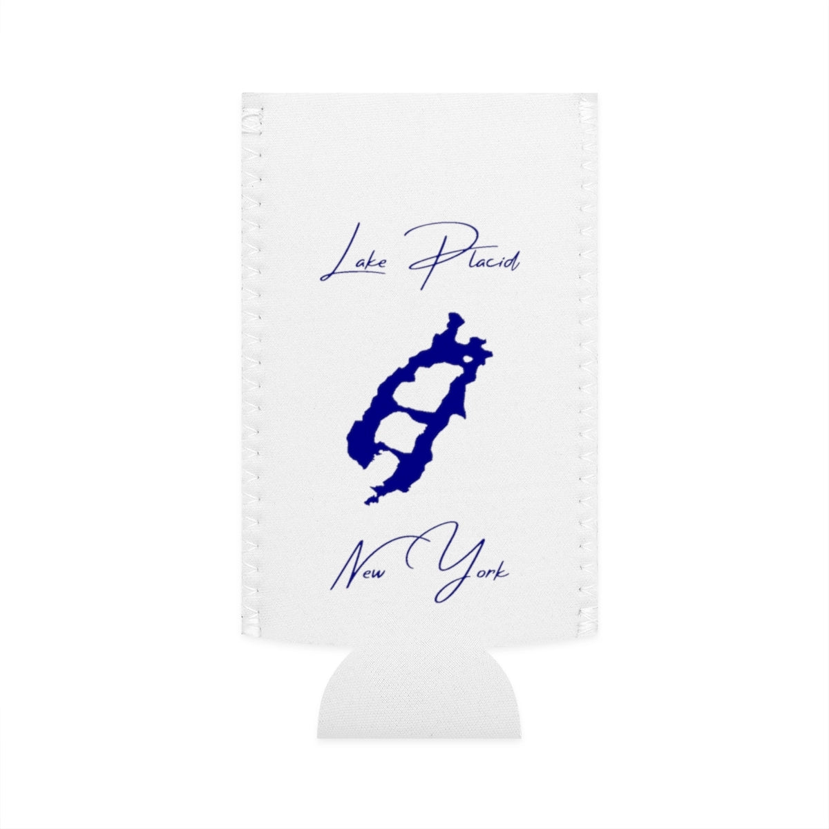 New  York  Lake  Placid  Slim  Can  Koozie  front  position  view  from  flat-front  white.webp