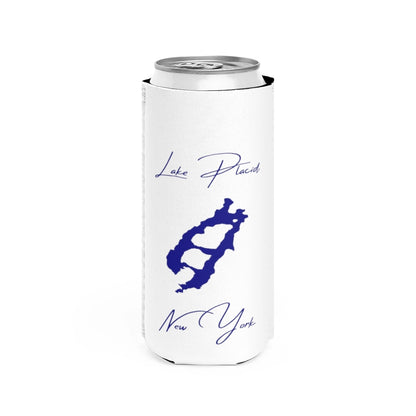 New  York  Lake  Placid  Slim  Can  Koozie  front  position  view  from  front  white.webp