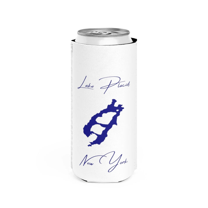 New  York  Lake  Placid  Slim  Can  Koozie  front  position  view  from  front  white.webp