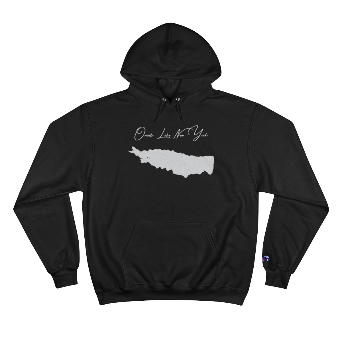 New  York  Oneida  Lake  Hoodie  front  position  view  from  front  black.webp