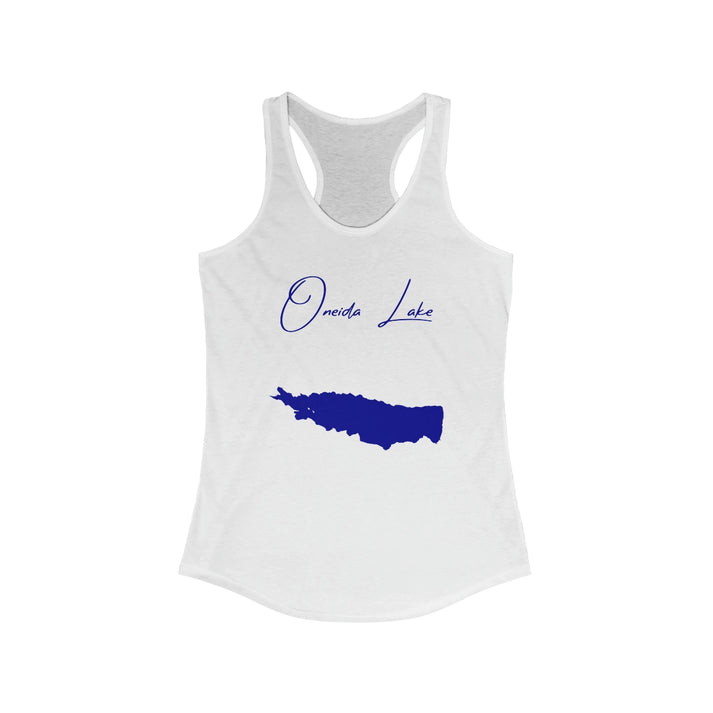 New  York  Oneida  Lake  Racerback-Tank  front  position  view  from  front  solid  white.webp