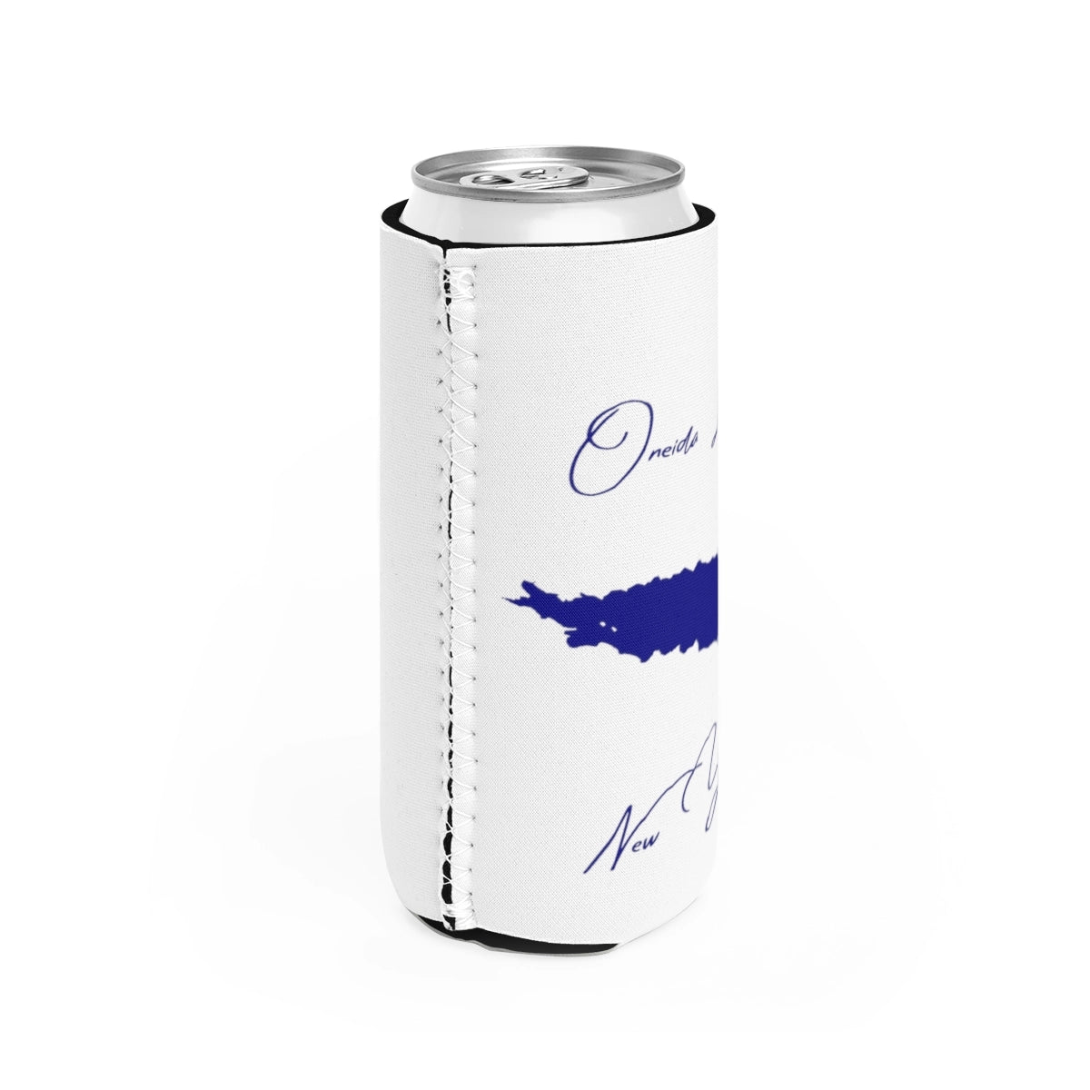 New  York  Oneida  Lake  Slim  Can  Koozie  all  position  view  from  right  white.webp