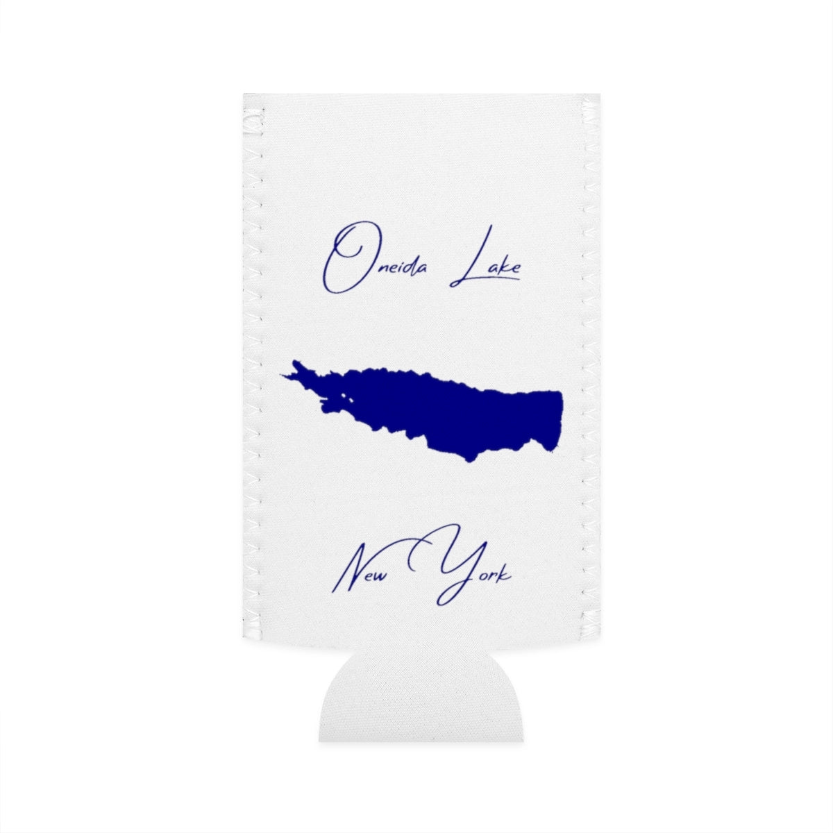 New  York  Oneida  Lake  Slim  Can  Koozie  front  position  view  from  flat-front  white.webp