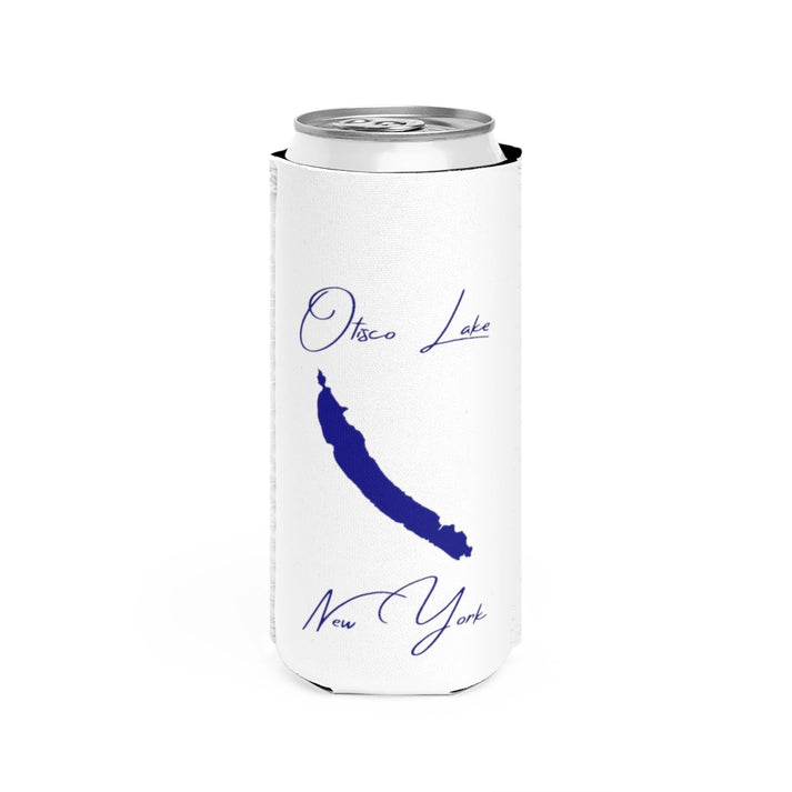 New  York  Otisco  Lake  Slim  Can  Koozie  front  position  view  from  front  white.webp