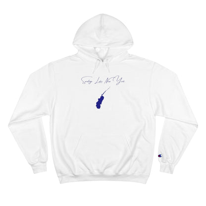 New  York  Saratoga  Lake  Hoodie  front  position  view  from  front  white.webp