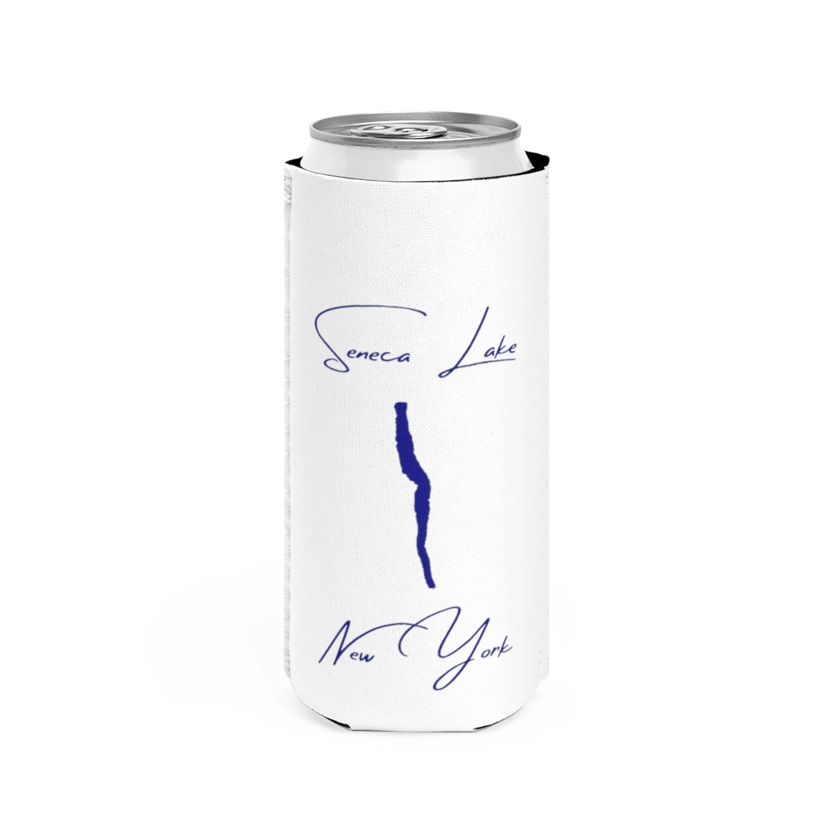 New  York  Seneca  Lake  Slim  Can  Koozie  front  position  view  from  front  white.webp