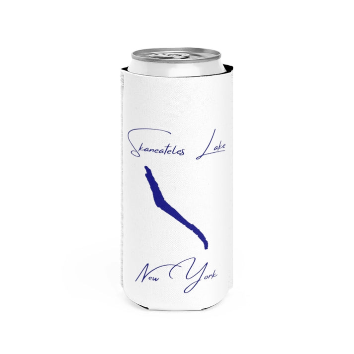 New  York  Skaneateles  Lake  Slim  Can  Koozie  front  position  view  from  front  white.webp