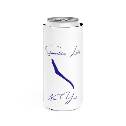 New  York  Skaneateles  Lake  Slim  Can  Koozie  front  position  view  from  front  white.webp