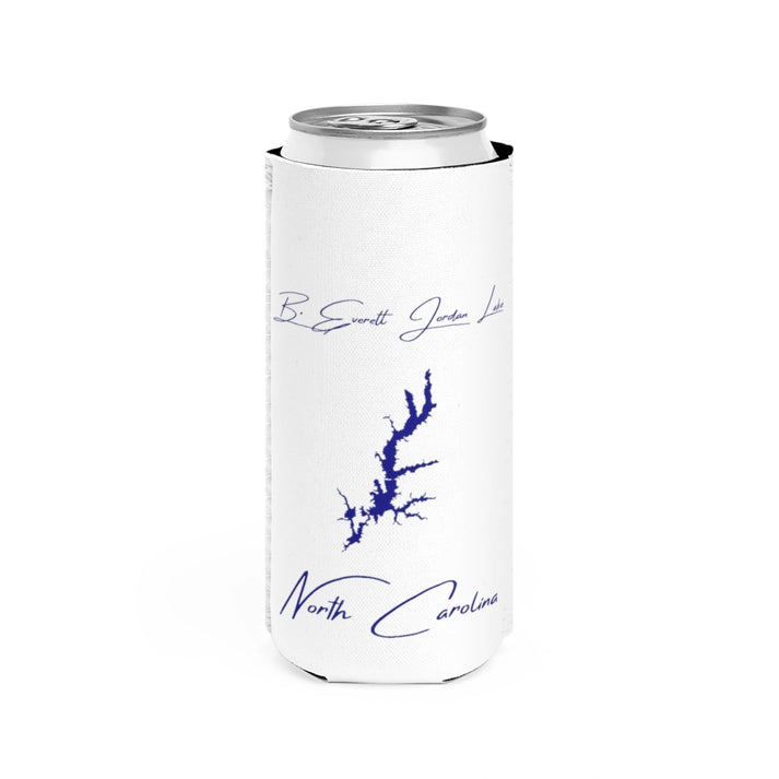 North  Carolina  B.  Everett  Jordan  Lake  Slim  Can  Koozie  front  position  view  from  front  white.webp