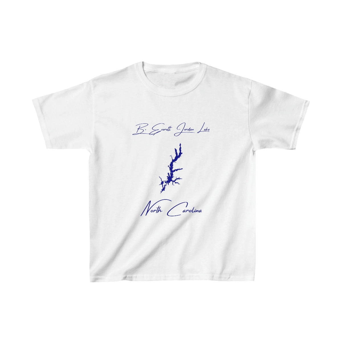 North  Carolina  B.  Everett  Jordan  Lake  Youth  T-shirt  front  position  view  from  front  white.webp