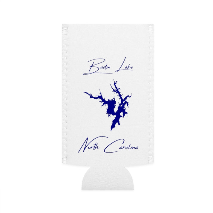 North  Carolina  Badin  Lake  Slim  Can  Koozie  front  position  view  from  flat-front  white.webp