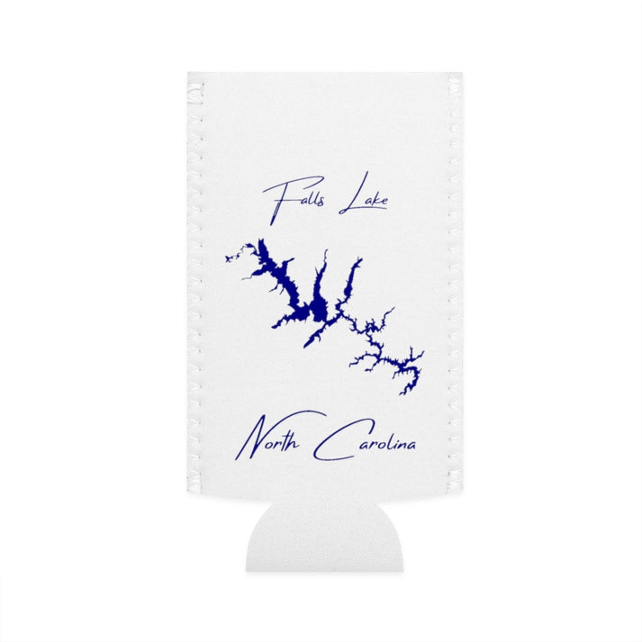 North  Carolina  Falls  Lake  Slim  Can  Koozie  front  position  view  from  flat-front  white.webp