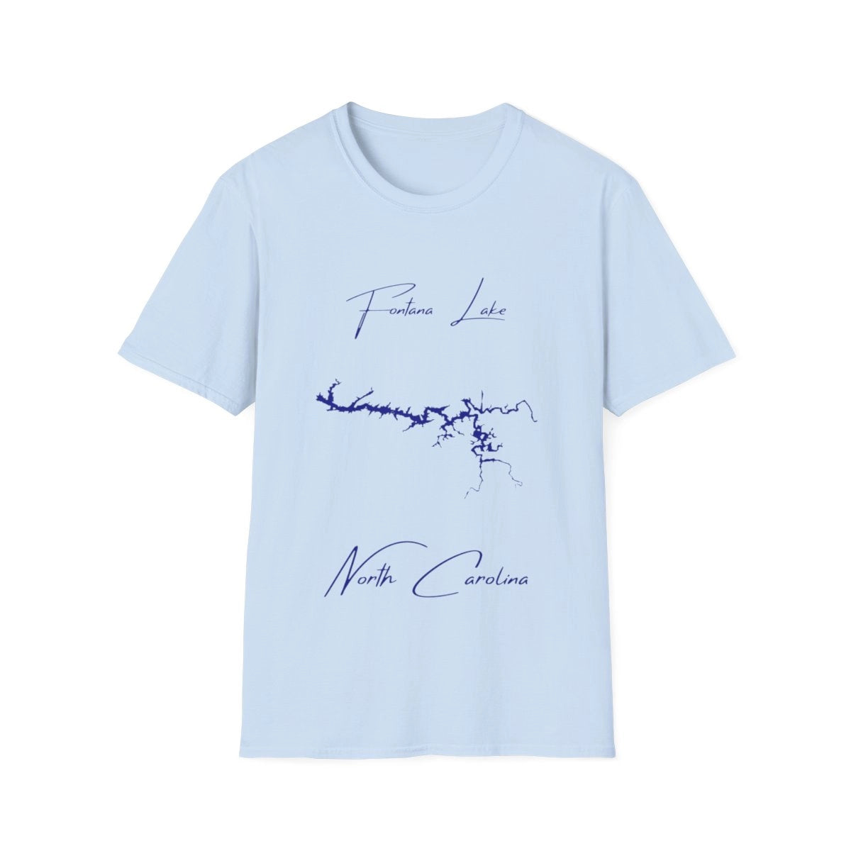 North  Carolina  Fontana  Lake  T-shirt  front  position  view  from  front  light  blue.webp