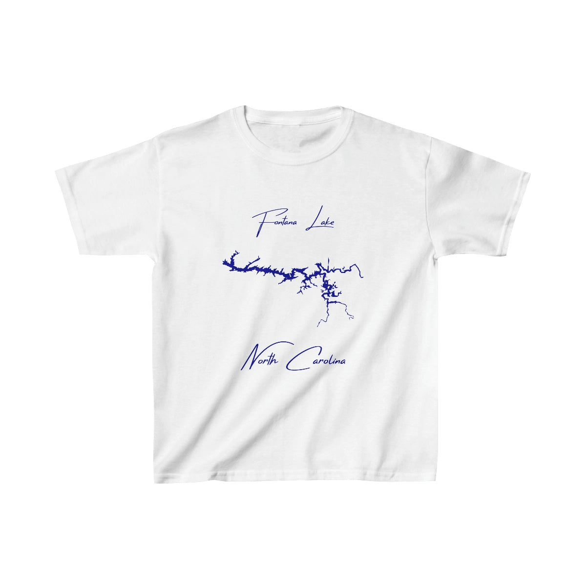 North  Carolina  Fontana  Lake  Youth  T-shirt  front  position  view  from  front  white.webp
