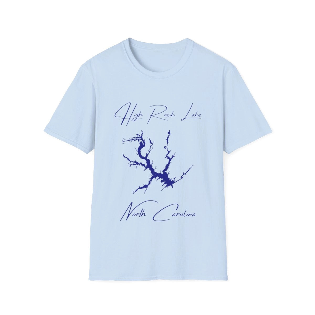 North  Carolina  High  Rock  Lake  T-shirt  front  position  view  from  front  light  blue.webp