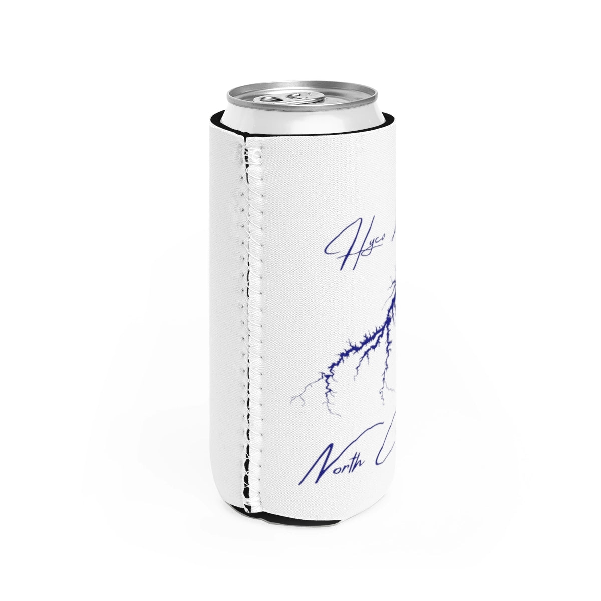 North  Carolina  Hyco  Lake  Slim  Can  Koozie  all  position  view  from  right  white.webp