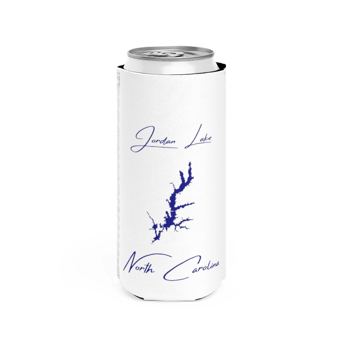 North  Carolina  Jordan  Lake  Slim  Can  Koozie  front  position  view  from  front  white.webp