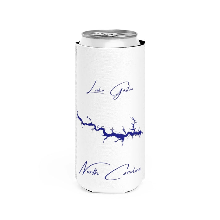 North  Carolina  Lake  Gaston  Slim  Can  Koozie  front  position  view  from  front  white.webp