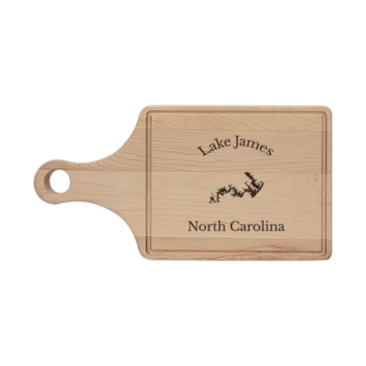 North  Carolina  Lake  James  Engraved  Cutting  Board  front  position  view  from  front  maple.webp