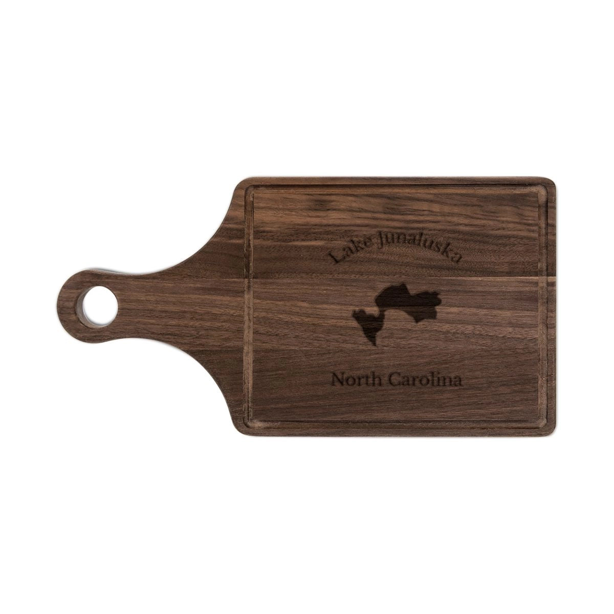 North  Carolina  Lake  Junaluska  Engraved  Cutting  Board  front  position  view  from  front  walnut.webp