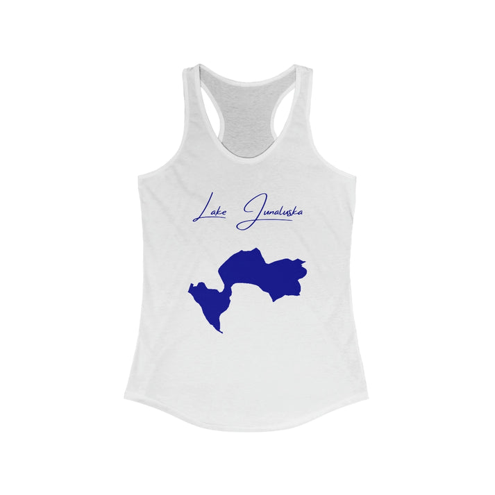 North  Carolina  Lake  Junaluska  Racerback-Tank  front  position  view  from  front  solid  white.webp