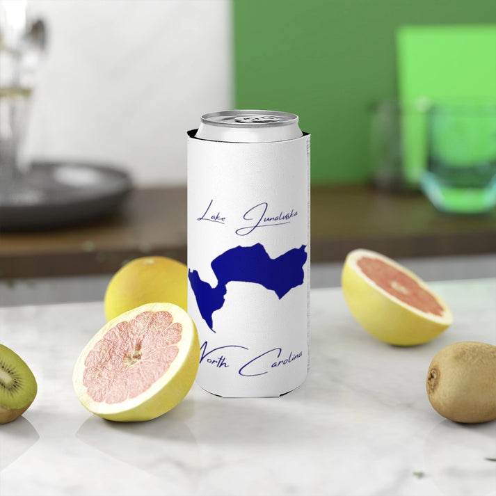 North  Carolina  Lake  Junaluska  Slim  Can  Koozie  front  position  view  from  context-2  white.webp